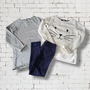 💙Girls’ Navy/White 3 Piece Fall/WinterOutfit (Land’s End, Oshkosh and Old Navy)